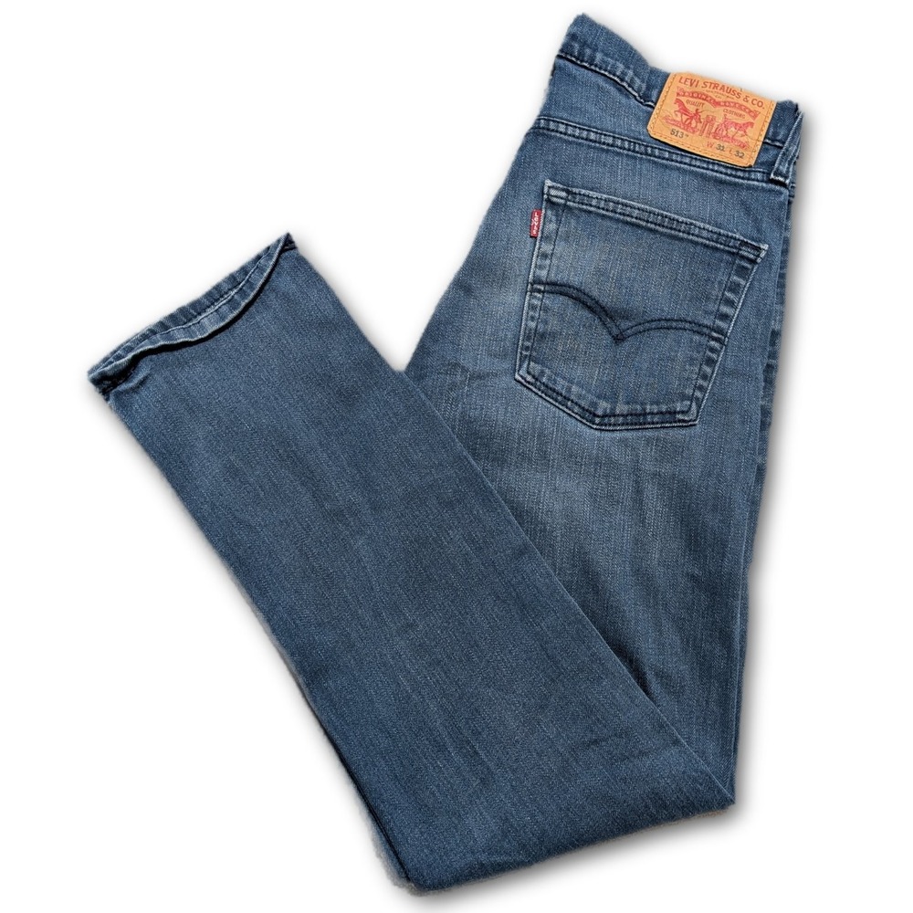 Levi's Mens 31x32 Jeans 513 Blue Slim Straight Stretch Denim Pockets Dark